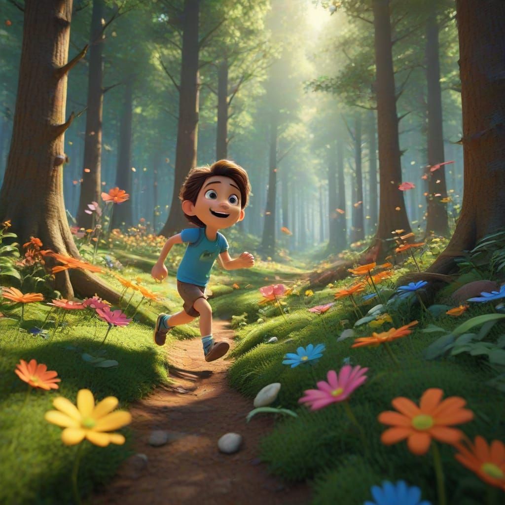 Fantastical Forest Adventure in Vibrant Pixar Animation
