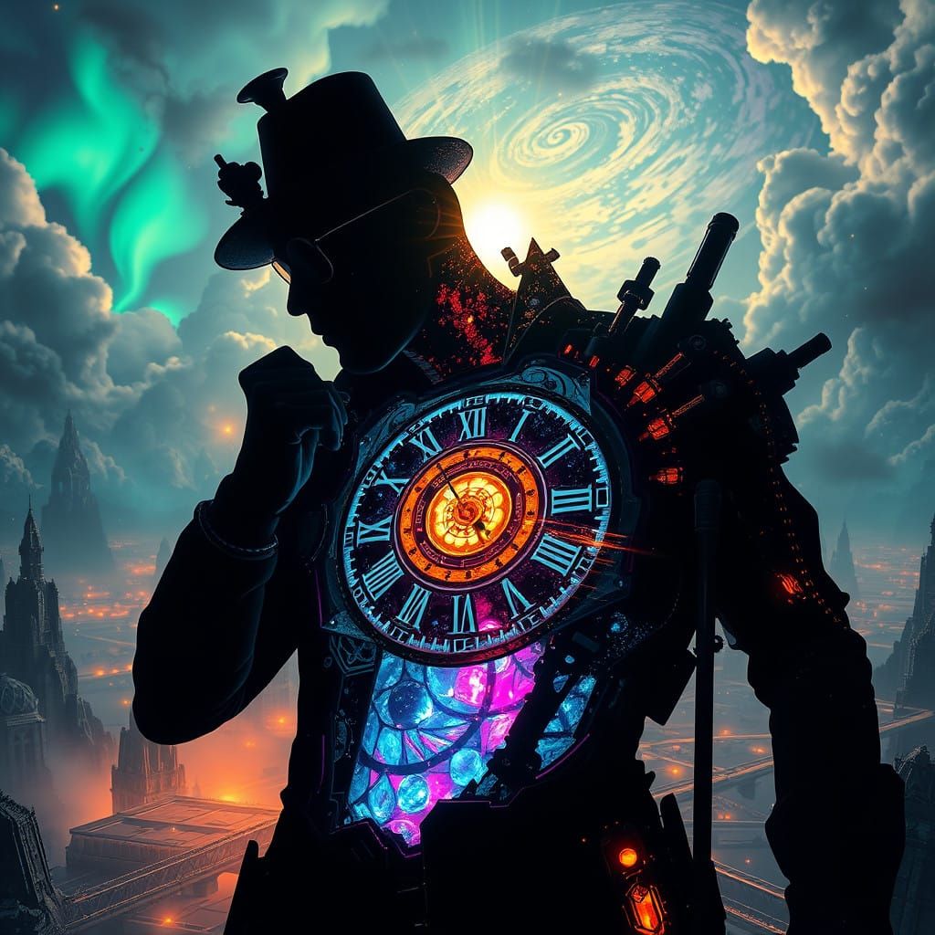 Steampunk Inventor in Kaleidoscopic Chiaroscuro