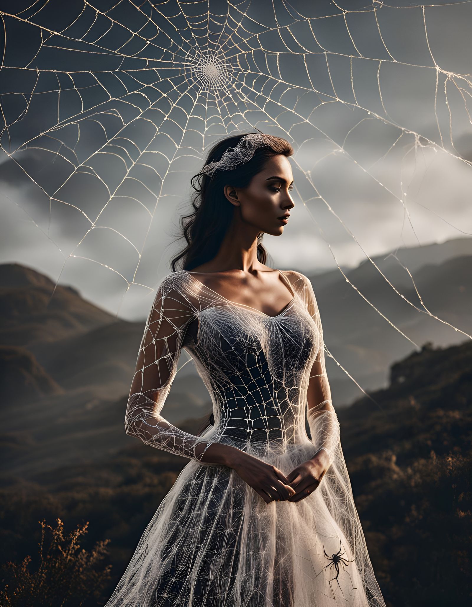 Magical Woman in Spiderweb Dress