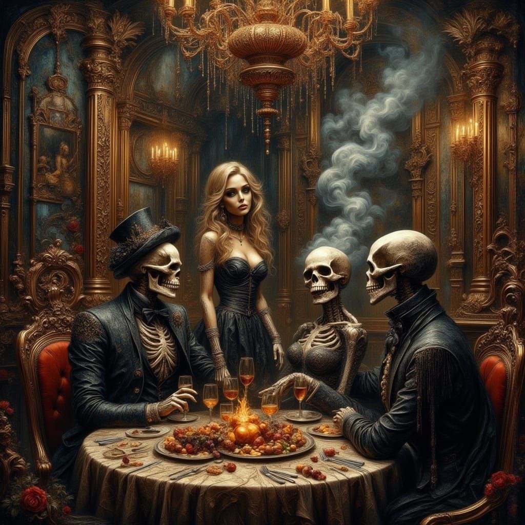 Macabre Banquet Hall with Headless Guests in Baroque Horror ...
