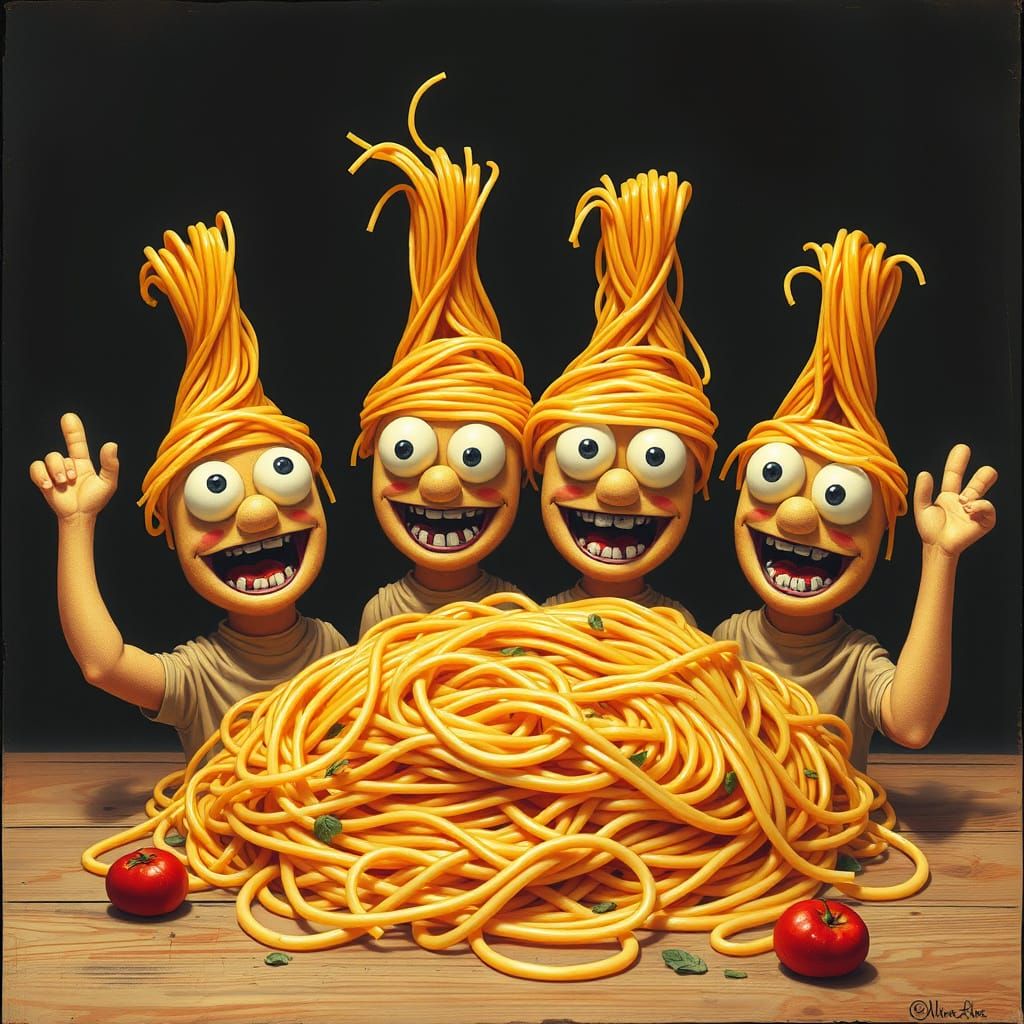 Quadruplets in a Tangled Spaghetti Mess