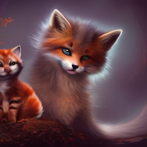 Red Panda Family in Detailed Matte Painting Style
