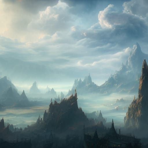 Detailed Matte Painting of Beautiful Clouds