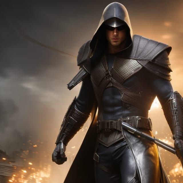 Dramatic Superhero Portrait in Graffiti Art Style