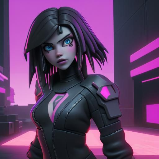 Minecraft Wither in Cyberpunk 2049 Neon Style