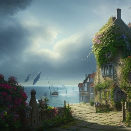 Victorian Seaside Village with Gothic Architecture