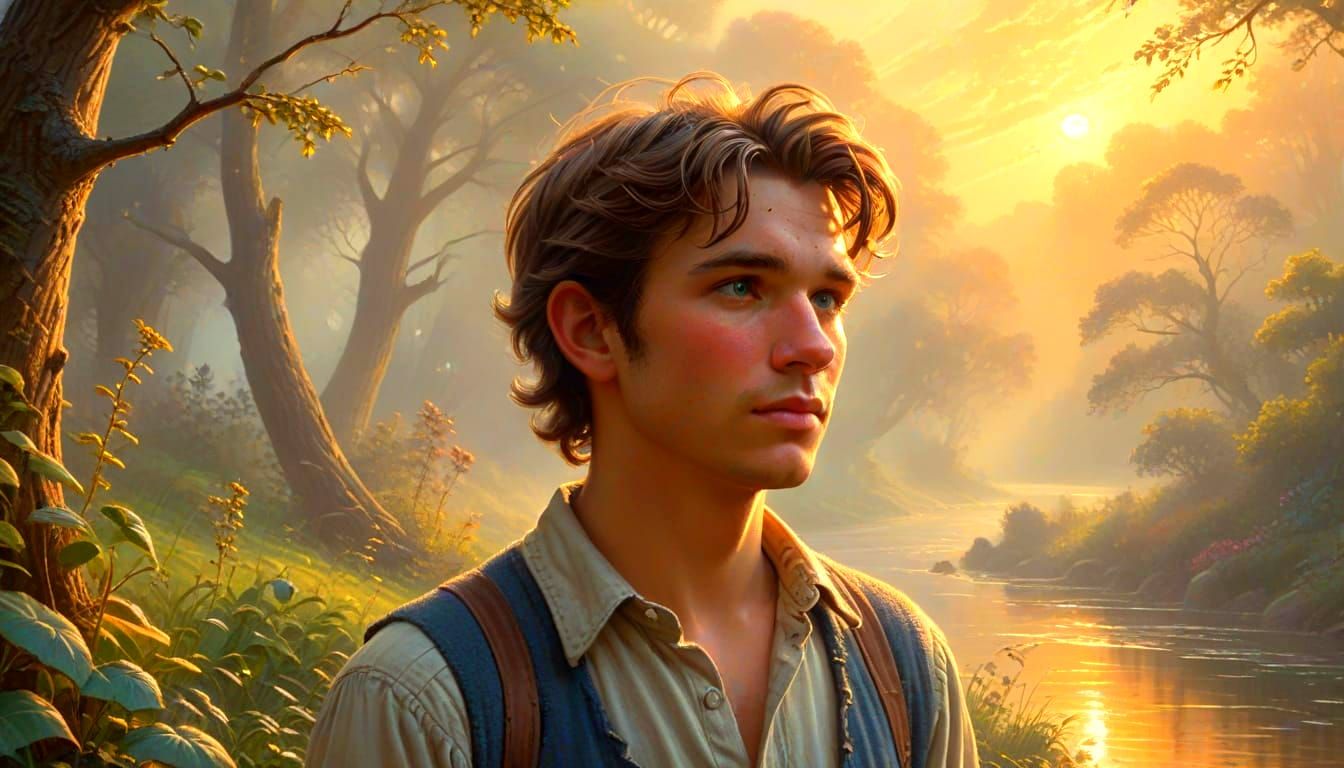 Tom Sawyer in Ethereal Fantasy Landscape