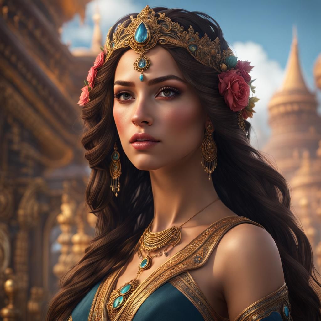 Beautiful Girl Portrait in Detailed Matte Painting