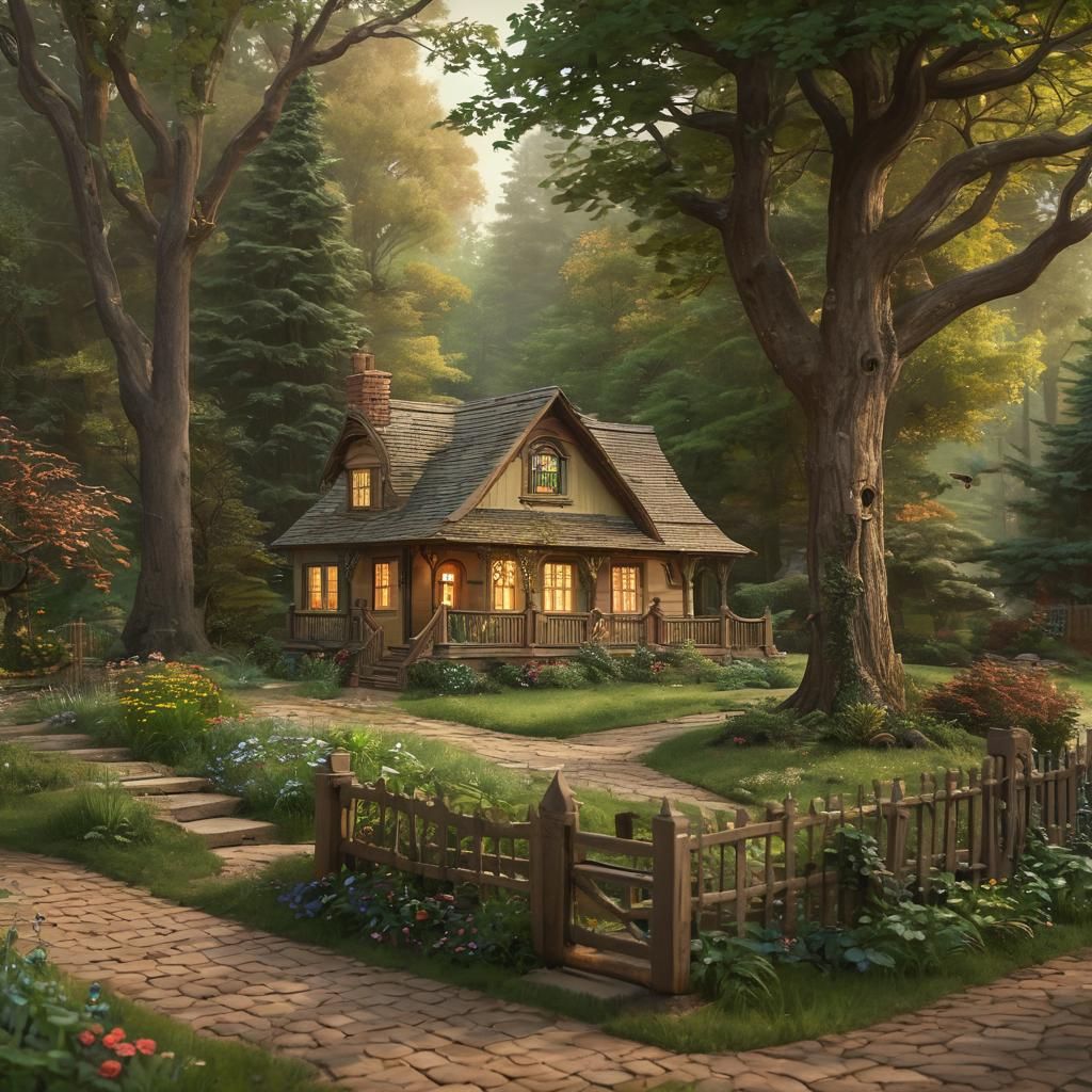 Whimsical Folk Art House in Forest