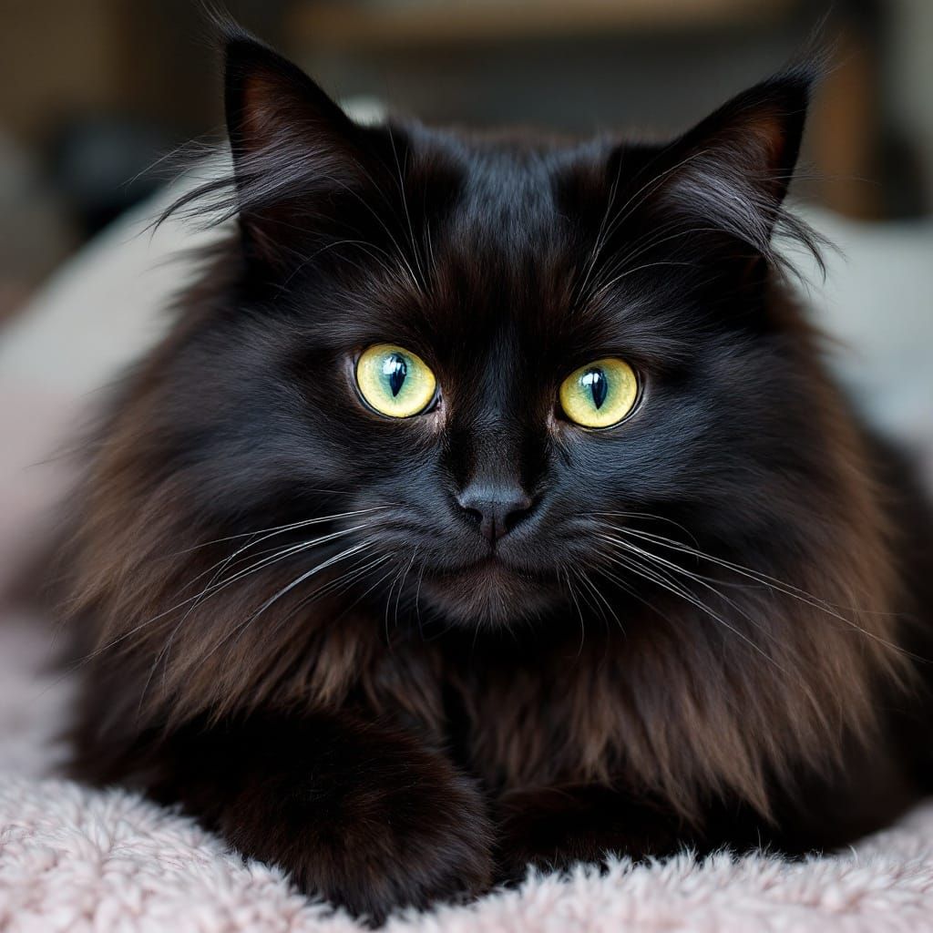 Regal Black Feline Beauty with Emerald Eyes