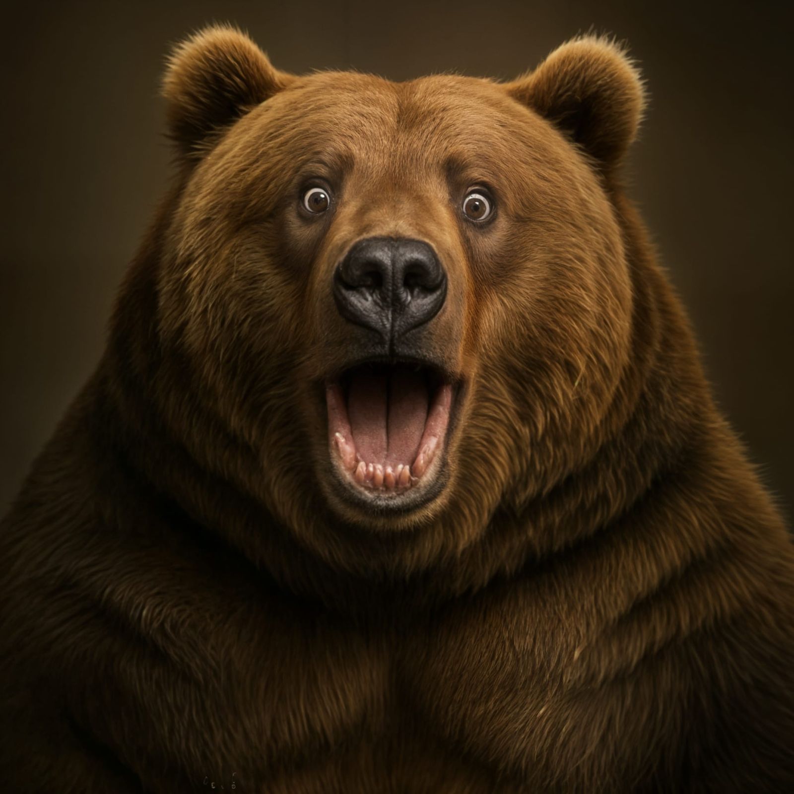 Surprised Obese Kodiak Bear Portrait
