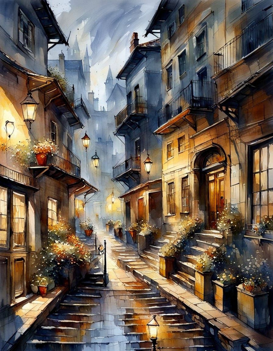 Intricate Detailed Artwork in Watercolor Style