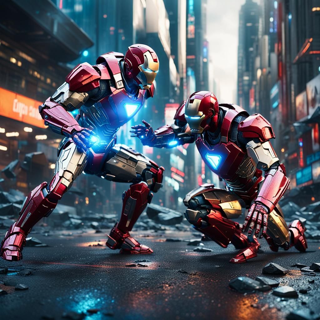 Ironman vs Superman: Sci-Fi City Fight