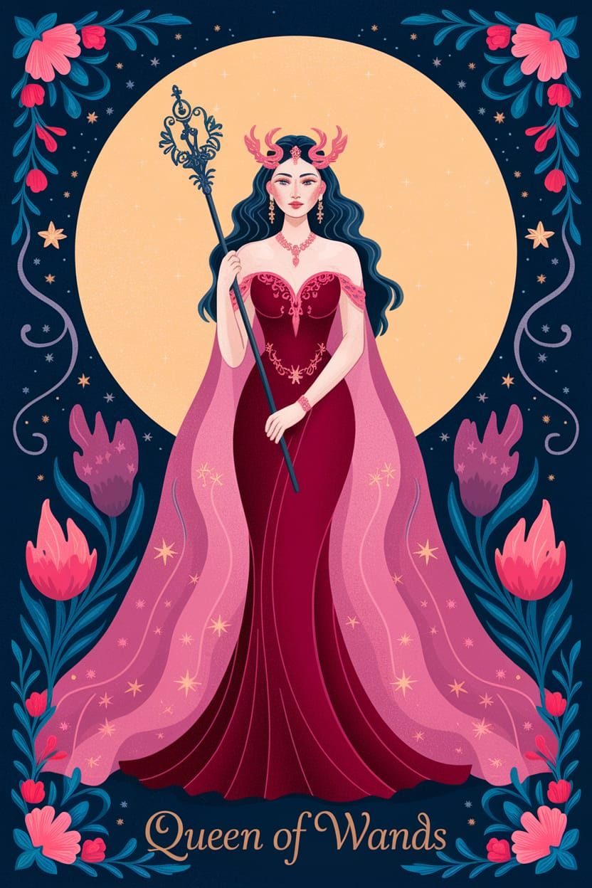 Mythological Goddess with Wand in Impressionistic Style