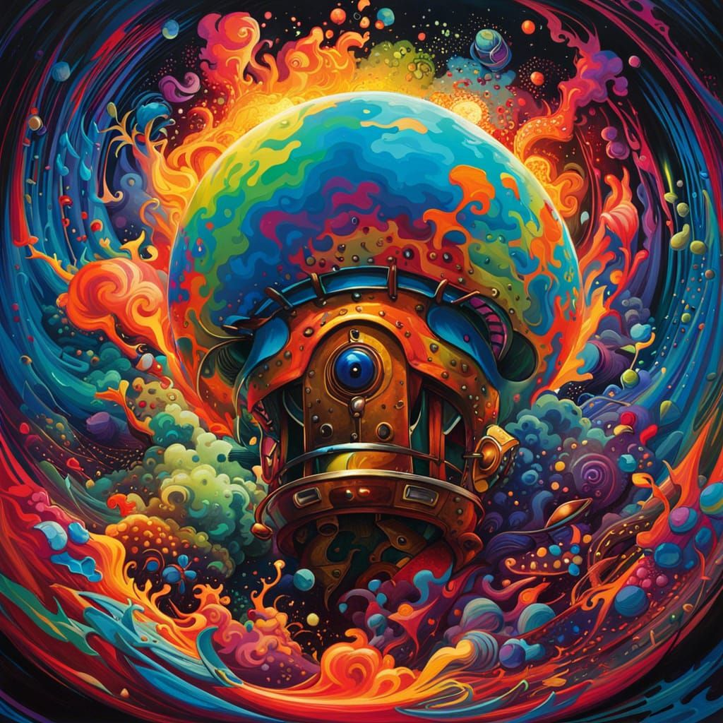 Fierce Space Pirate at the Helm in Digital Art