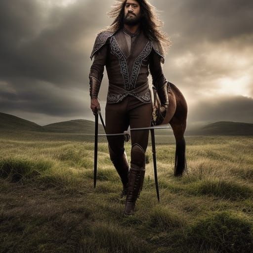 Handsome Centaur in Hyperdetailed Meadow
