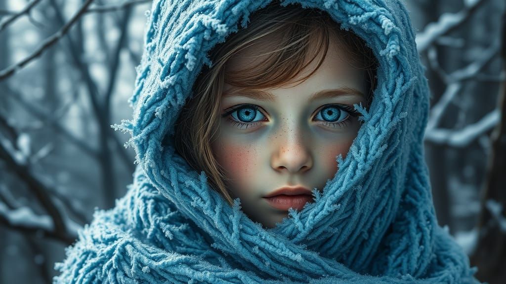 Winter Enchantress in Frosty Blue Cloak