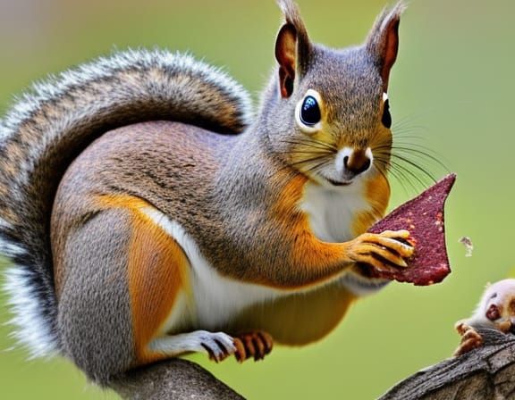 Squirrel eating BBQ tortilla chip