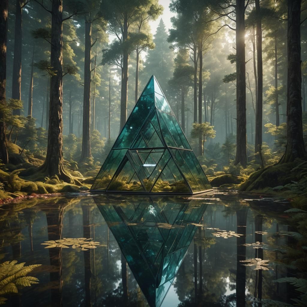 Reflective Tetrahedron House in Forest, Post-Modern Architec...