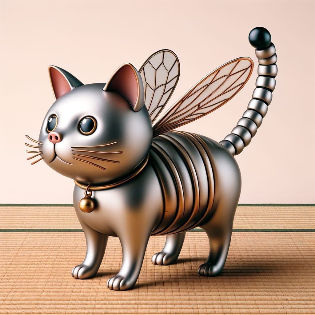 Whimsical Cat-Pig Hybrid on Tatami Mat