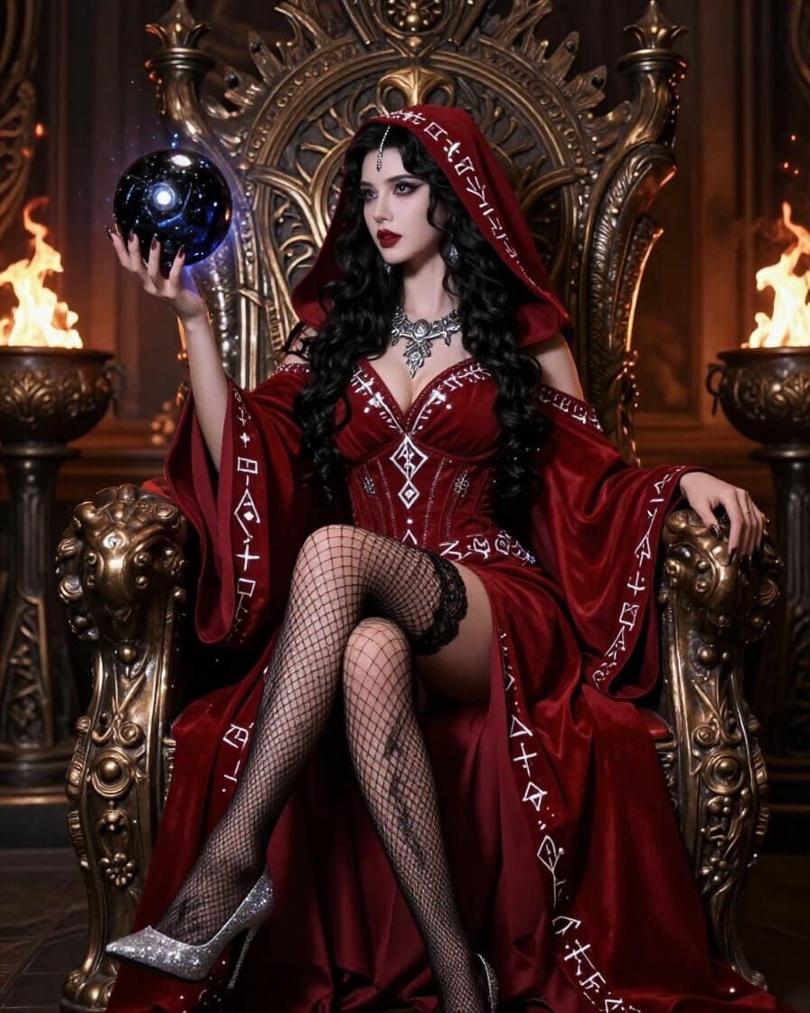 Sorceress with Orb on Arcane Throne