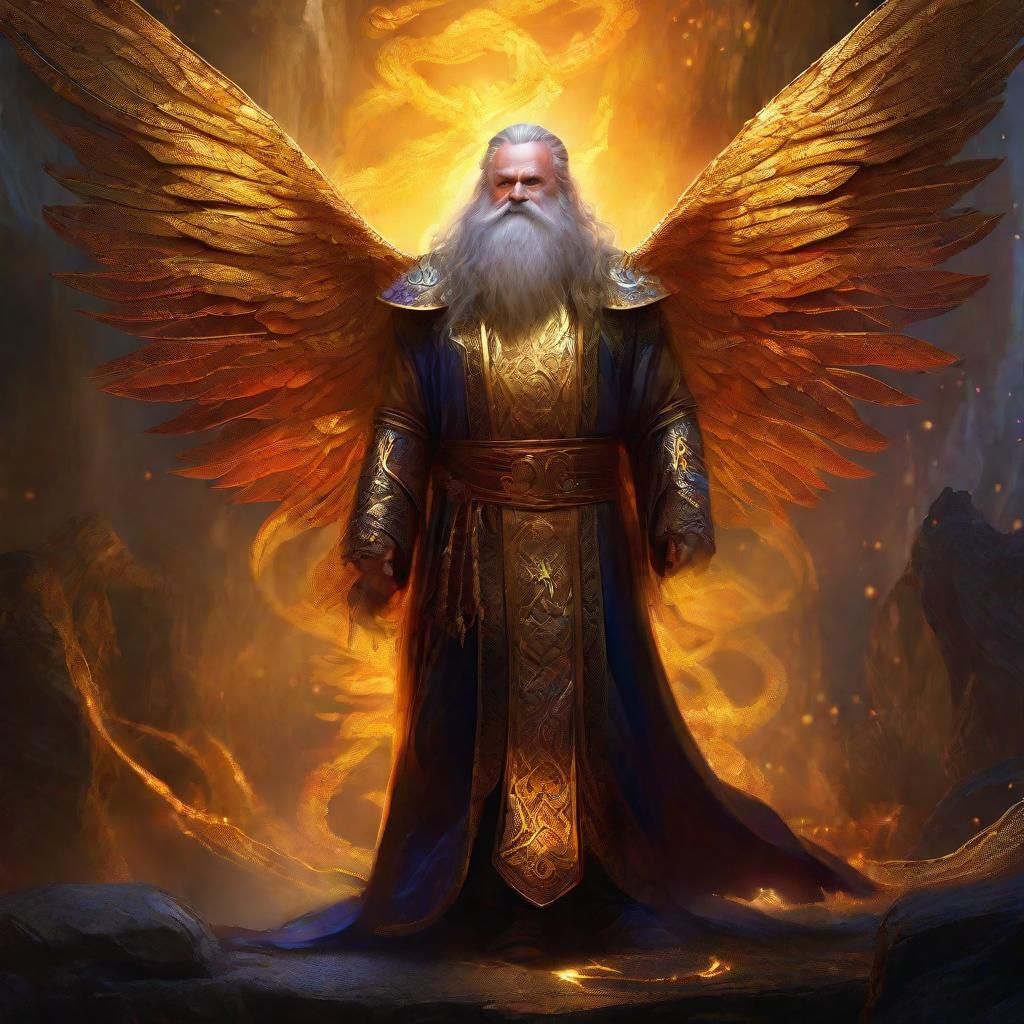 Winged Dwarf Saint in Golden Light