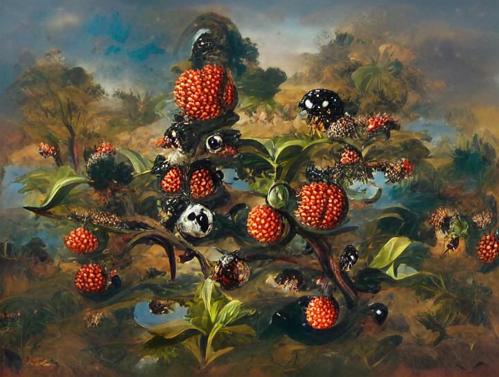 Ladybird Fruit Tree in Detailed Fractal Landscape