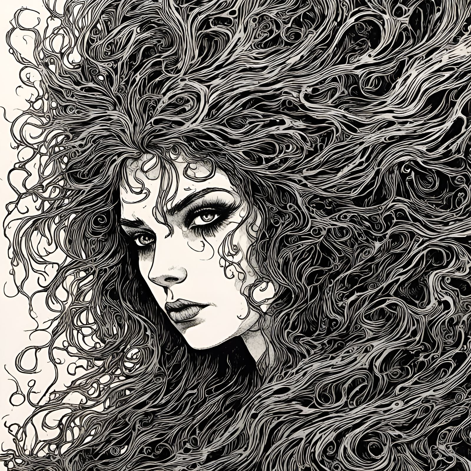 Hyperdetailed Irish Goddess Portrait in Negative Space