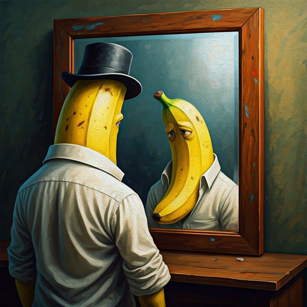 Humanoid Banana Contemplates Existence in Neo-Expressionist ...