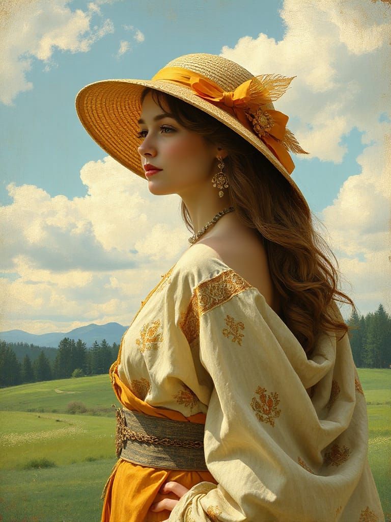 Elegant Woman in Art Nouveau Style