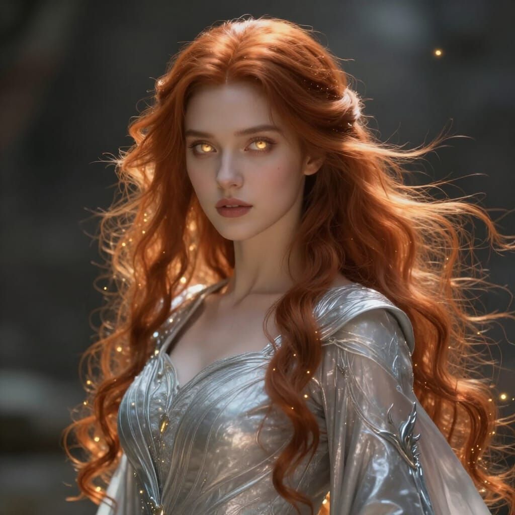 Ethereal Fantasy Woman Portrait in Golden Light