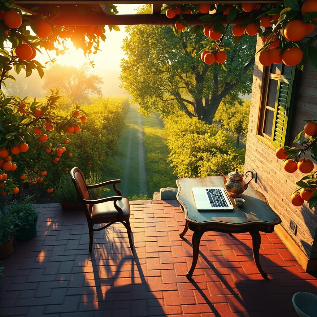 Dreamlike Watercolor Farmhouse Oasis