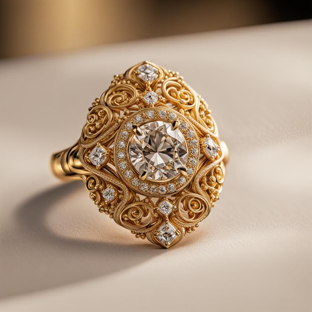 Luxurious Gold Jewelry Close-Up: Hyperrealistic Photography