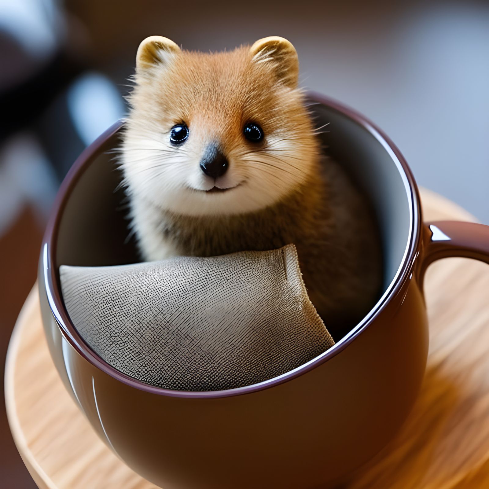 Cute Chibi Quokka Relaxing in Coffee Cup