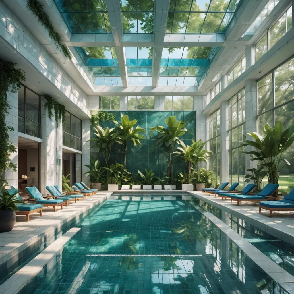 Luxury Hotel Indoor Swimming Pool in Photorealistic Style
