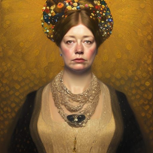 Queen Victoria Portrait in Art Nouveau Style