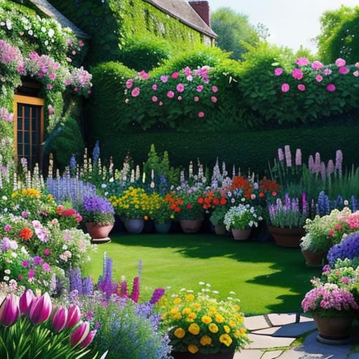 The garden was a riot of voluptuousness, overflowing with co...