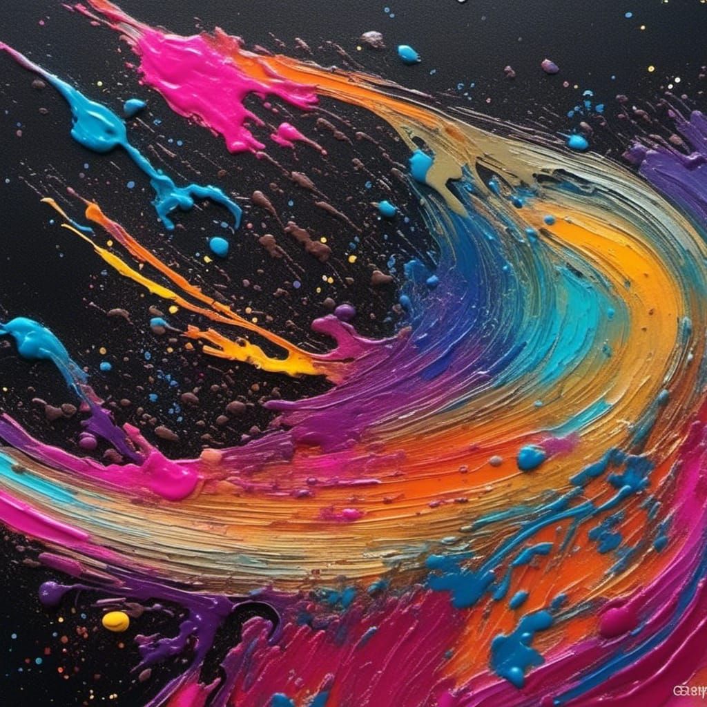 Neon Island Floating in Space: Graffiti Art