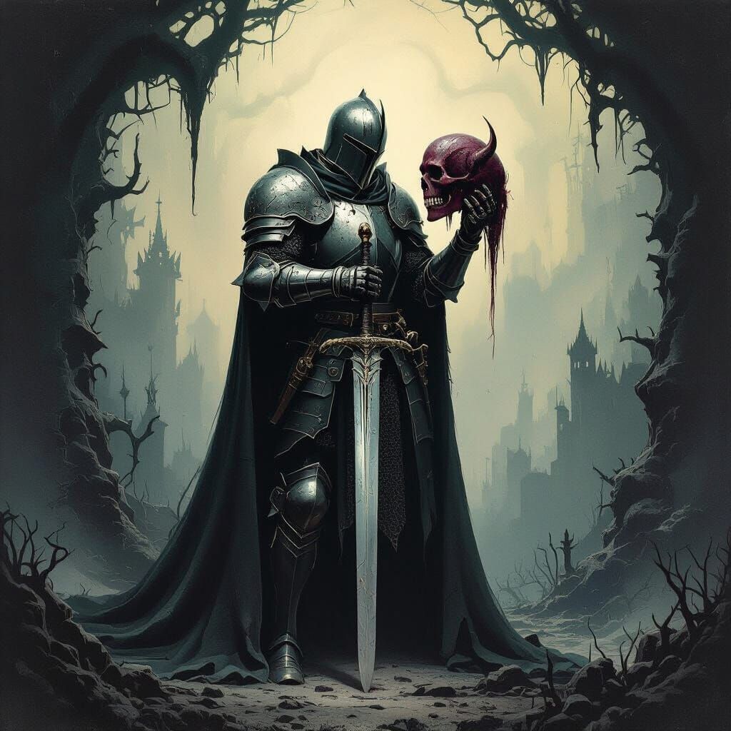 Victorious Knight in Dark Dream World, Gothic Aesthetic