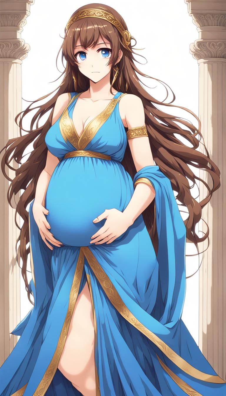 Anime Style: Pregnant Teenage Greek Goddess