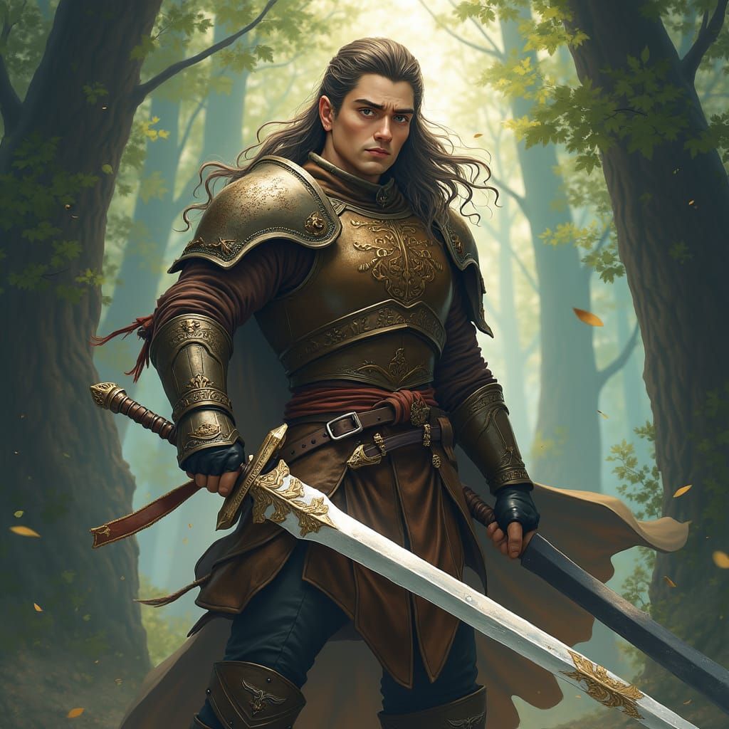 Heroic Hobbit Warrior in Mystical Anime Forest