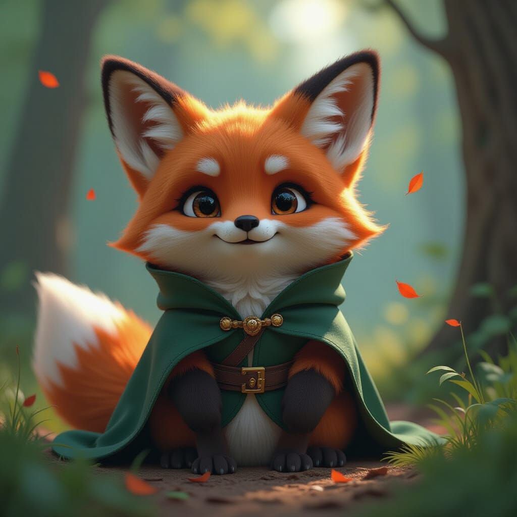 Hooded Fox in Fantastical Matte Painting Style