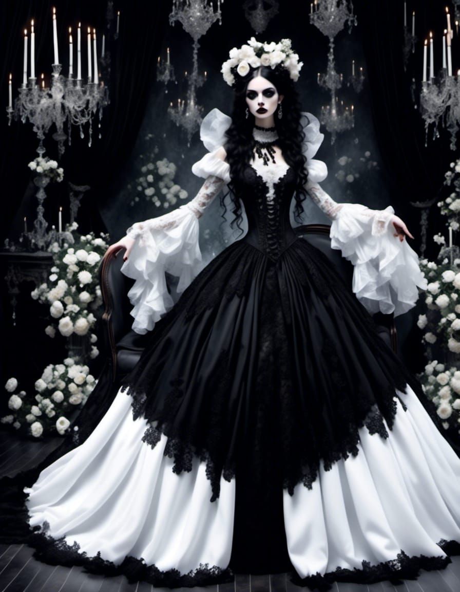 Gothic Woman in Lace Gown Portrait