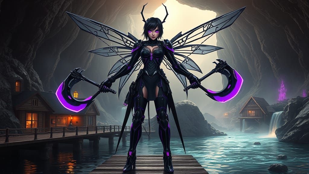 Cyberpunk Cyborg Fairy Ready to Attack