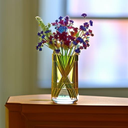Crystal Vase of Wildflowers in Morning Light