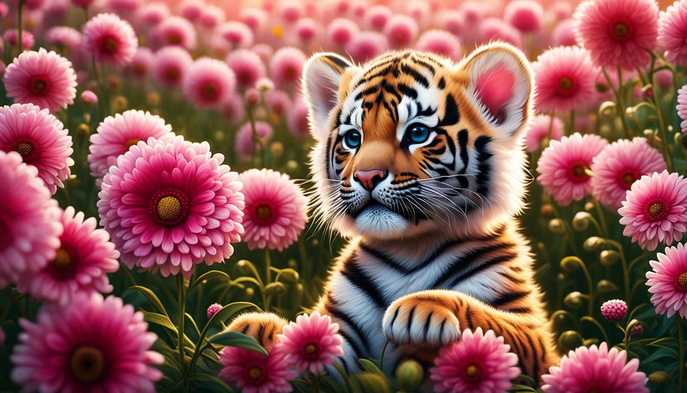 Polka Dot Tiger Cub in Pop Surreal Style