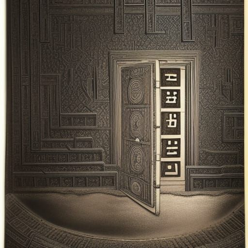 Secret Door with Musical Notes in Renaissance Style
