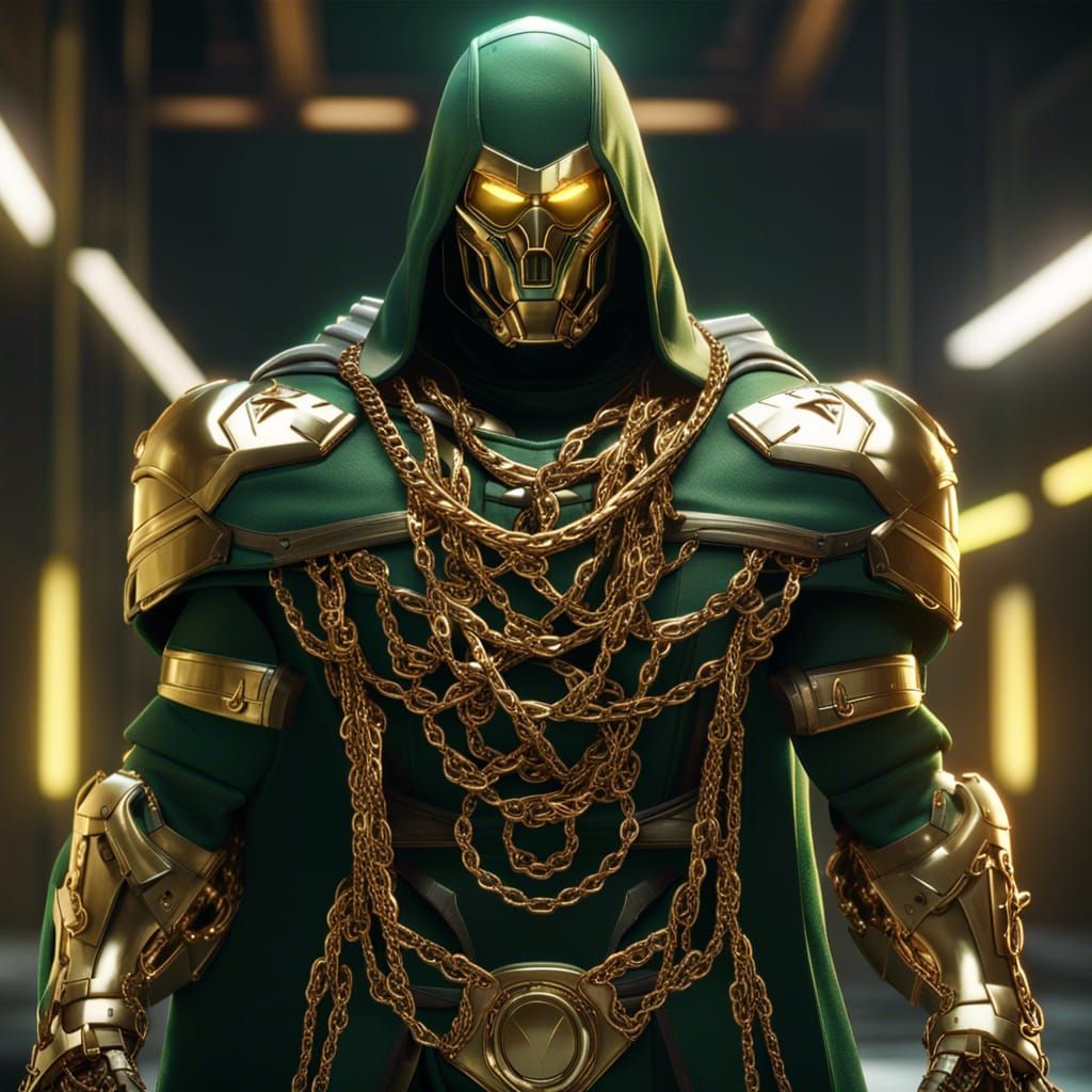 Doctor Doom with Gold Chains in 3D