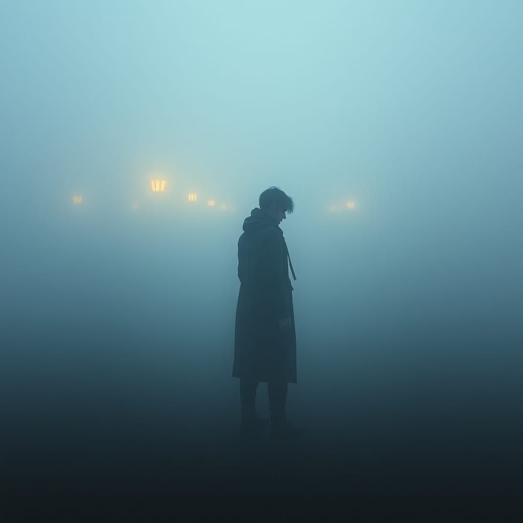 Mysterious Figure Lost in Thoughtful Haze