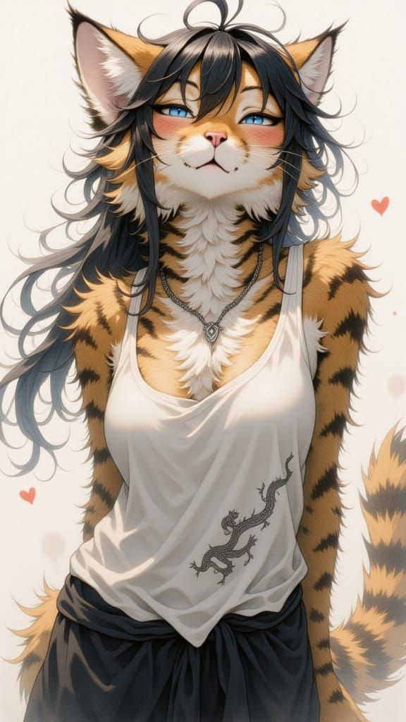 Anthropomorphic Cat in Abstract Expressionist Style